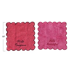 Creative Co-Op Embroidered Sayings Cotton Bath Towel Set, Pink, Set of 2