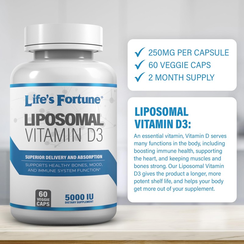 Life's Fortune Liposomal Vitamin D3 5000 IU, Supports Healthy Bones