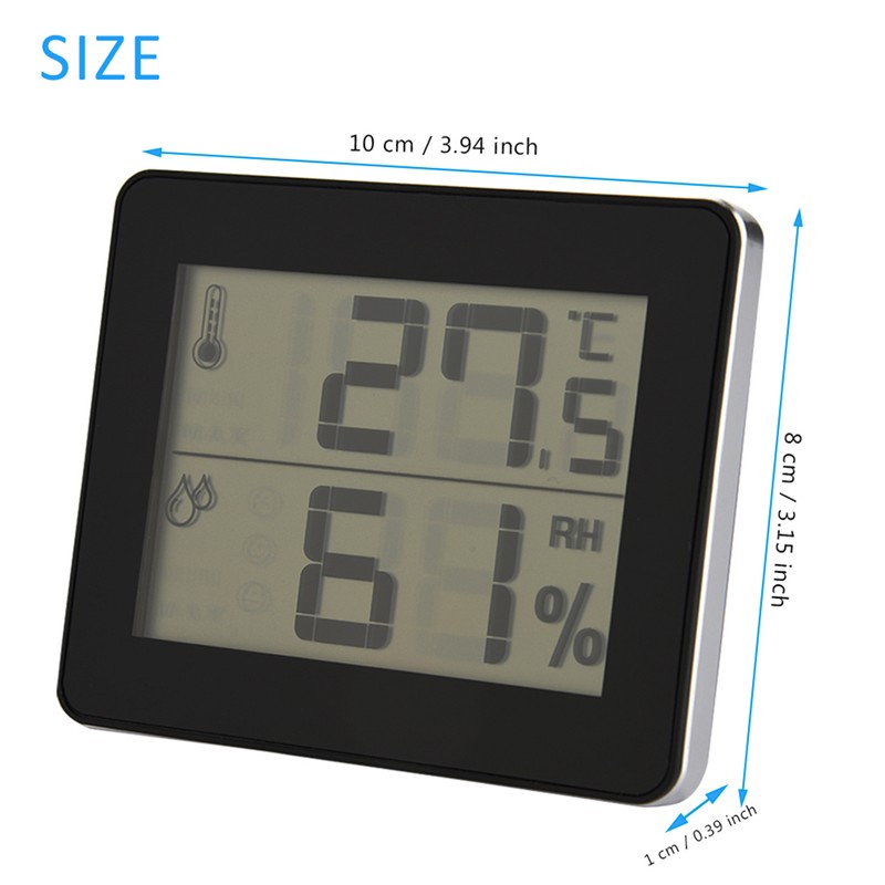 Indoor Room Digital Temperture Thermometer Humidity Humidometer Hygrothermograph (Black)