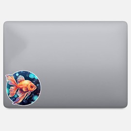 Goldfish In Space Astrophile Unique Vinyl Decal Waterproof Sticker For Car bike, SUV, Truck Helmet, Laptop, Water Bottle, Notebook, Window, Bumper Sticker 5-inch (Design 4)