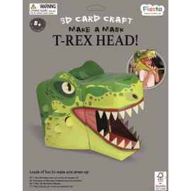 Fiesta Crafts T-Rex 3D Dinosaur Mask Kit - Assemble Dino Head Costume - Complete Arts and Crafts Set to Improve Motor Skills, Creativity, & Imagination - Fits Kids & Adult Heads