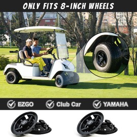 Shu-Ran 8 Inch Golf Cart Wheel Cover Hub Caps, Universal Black Golf Cart Hub Snap-on Installation for Most Golf Carts Yamaha, Club Car, EZGO (Set of 4)