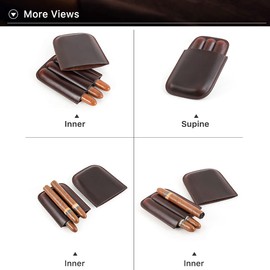 Hiram Cigar Travel Case for 3 Cigars Genuine Oil Leather Humidor Cigar Pouch Portable Cigar Storage Case for Men (Brown)