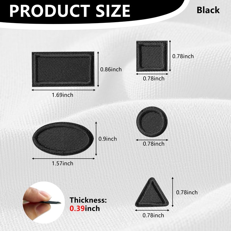 20 Pcs Black Mini Geometric Shapes Iron on Patches, Small