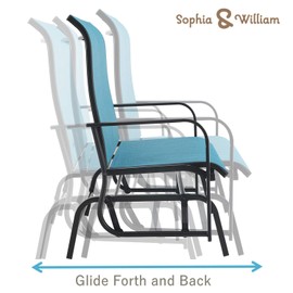 Sophia & William 2-Person Outdoor Glider Bench, Gliding Loveseat, Patio Glider Bench, All-Weather Resistant Textilene Fabric and Powder Coating Metal Frame