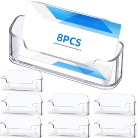 Business Card Holder Non-Toxic Business Card Stand 8 Pieces Acrylic Business Card Holder 9.7 x 2.3 x 4.9 cm Business Card Stand High Hardness Transparent for Desk or Counter Home and Office