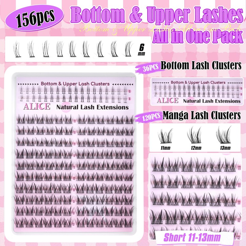 ALICE Natural Lash Clusters Wispy Eyelash Extensions Manga Clusters Lashes
