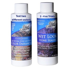 Wet Look Natural Stone Sealer. Durable, Long-Lasting Gloss Protection. Interior and Exterior Pavers, Slate, Sandstone, Travertine, Flagstone, Driveways, Garage Floors, etc. Black Diamond Stoneworks