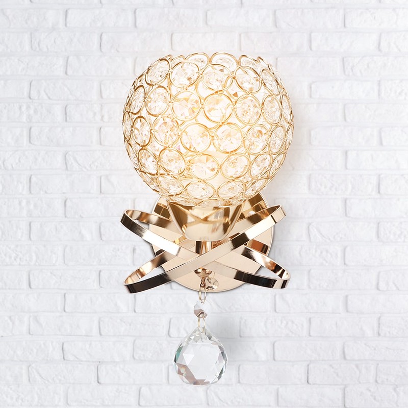 Round Wall Lamp Crystal Lamp E14 Lamp Holder for Home