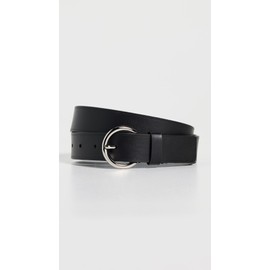 Vince Women's 30mm Flat Ring Belt with Heat Crease, Black, M