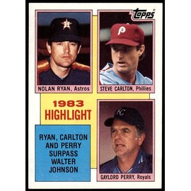 1984 Topps # 4 1983 Highlight Nolan Ryan/Steve Carlton/Gaylord Perry Houston/Philadelphia/Seattle Astros/Phillies/Mariners (Baseball Card) NM/MT Astros/Phillies/Mariners