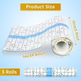 3 Rollen Wasserdicht Transparent Bandage, 15cm*1m Duschpflaster Rolle Schützt Wunden, Tattoo Pflaster Wasserdicht, Atmungsaktives Wundauflage Klebeband, Wasserdichte Klebebandage für Wundschutz