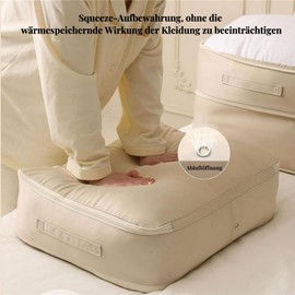 Arsey Large Self-Compressing Storage Bag for Duvets, Ultra Space-Saving, Self-Compressing Organiser, Storage Bags for Clothes, Duvets, Blankets, Beige