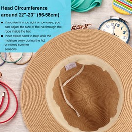 DRESHOW Women's Panama Hat Fedora Beach Sun Hat Wide Edge Straw Roll Up Hat UPF 50+, 1 x khaki ribbon