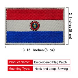 2PCS Americas Paraguay Flag Patch Embroidered Morale Patch Military Tactical Patches Hook and Loop Applique Fastener