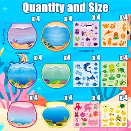 CY2SIDE 24PCS Color Sorting Summer Sea Animal Sticker Scene for Kids, Make A Sea Scene with Shark Tropical Fish, Make Your Own Ocean Animal Sticker Art Craft, DIY Fall Games Activities