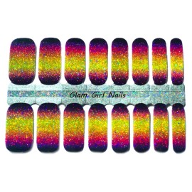Glam Girl Nails Purple Ombre Sparkle Glitter Nail Polish Strips / Nail Wraps / Nail Stickers