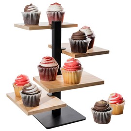 ANGORA BRANDS Cupcake Stand - 4 Tier Wooden Dessert Display Stand for Cupcakes, Cakes and Pastries - Durable Party Stand for Weddings, Birthdays, Events - Wooden Cupcake Stand by Luttan