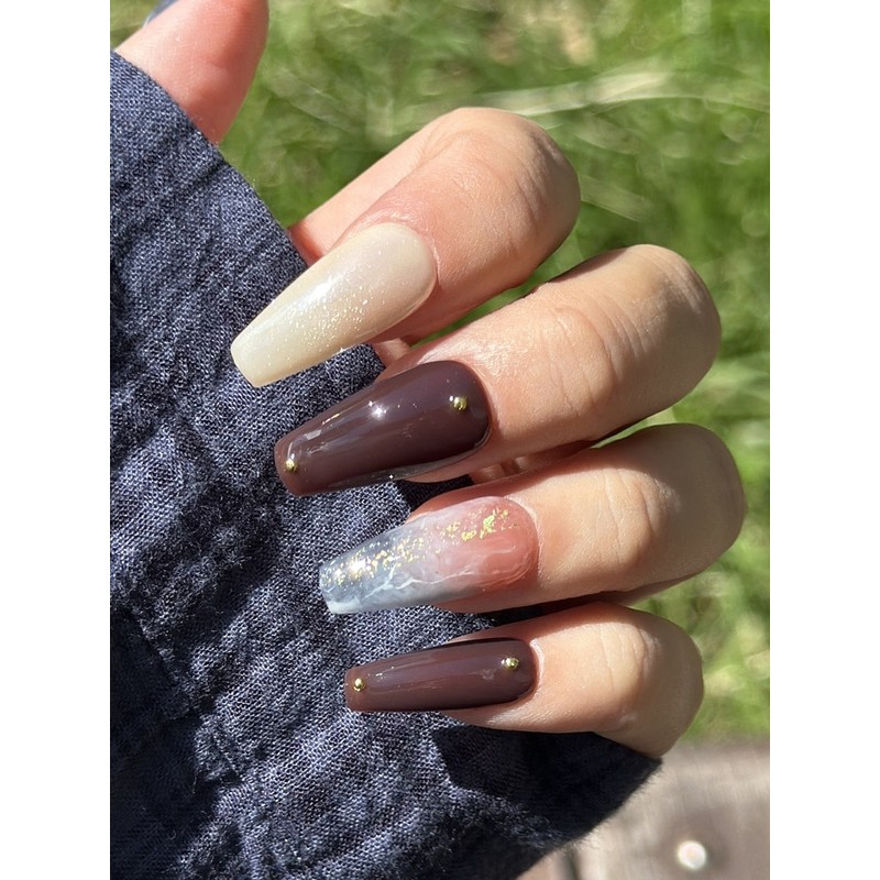 Mocha Glaze Handmade Nail Tips - Square / 모카 글레이즈