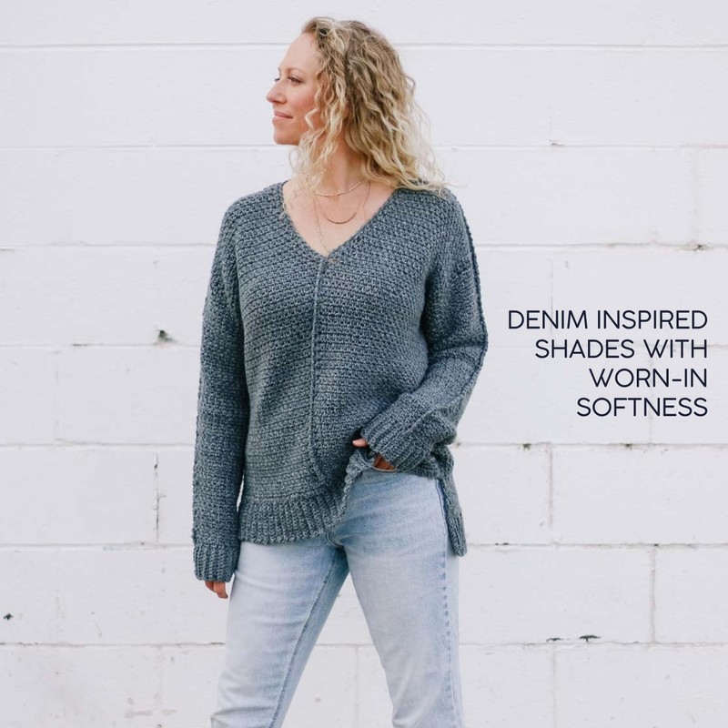 (1 Skein) Lion Brand Yarn Jeans Yarn, Classic