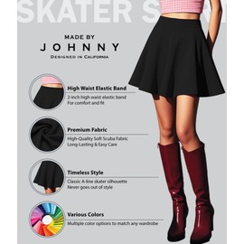 MBJ WB211 Women's Basic Versatile Stretchy Flared Skater Skirt for Girl XXL Black