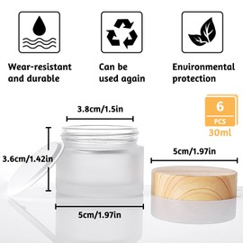 FORYNXHWIN 6 x 30 ml Empty Cosmetic Jars Glass Refillable Matte Glass Cream Jar Cosmetic Container Travel Cream Pots for Lotion Creams Essential Oils