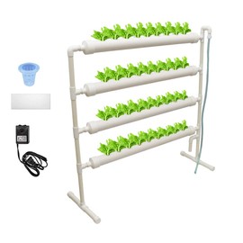 INTBUYING Hydroponic 36 Sites Grow Kit Grow System for Leafy Vegetables with 110V Pump Vertical-（4 Pipes 4 Layers）