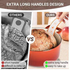Tecfino 3 PCS Silicone Bread Slings for Dutch Oven, Reusable Sourdough Bread Sling with Long Handle, Non-Stick & Easy Clean Silicone Baking Mats, Heat Resistant Silicone Slings for Bread Baking
