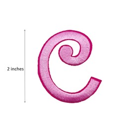 Pink Cursive Letters Embroidered Iron On Patches Applique Clothes Dress Hat Jeans Sewing Alphabet Letter (Aa-Zz) Applique Accessory (Cc)