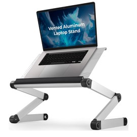 Uncaged Ergonomics WorkEZ Executive Adjustable Laptop Stand for Desk, Adjustable Height Foldable Aluminum Computer Stand, Cooling Laptop Holder, Notebook Computer Riser for Desk, Silver