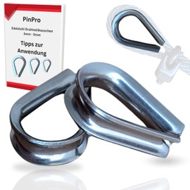 PinPro Stainless Steel Wire Rope Thimble | 3 4 5 mm | 10 25 50 100 Pieces | Stainless Steel Cable Thimble Made of 1.4401 / AISI 316 (V4A) NIRO Material (50 x 3 mm)