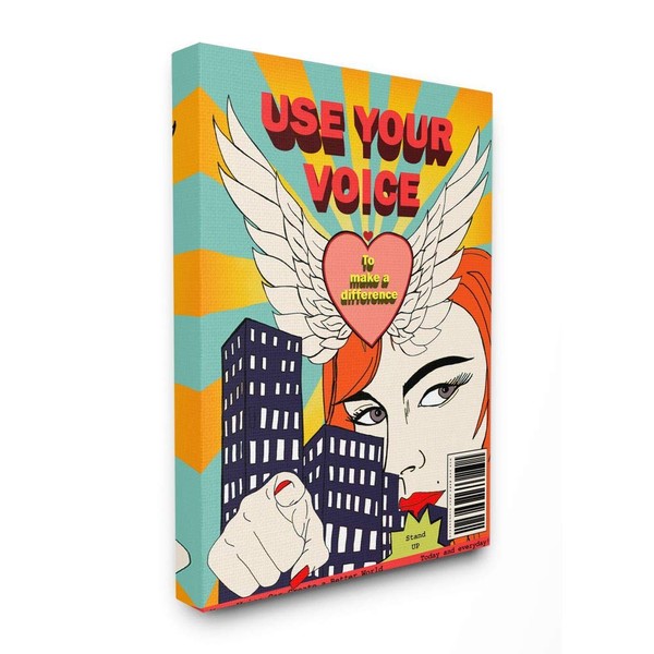Stupell Industries Use Your Voice Inspirational Quote Feminist Pop, Designed