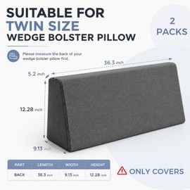 2PCS Daybed Bolster Wedge Back Pillow Covers for Twin Size Daybed,Washable Back Cushion Covers with Zipper,Backrest Reading Pillow Cover,Cover ONLY