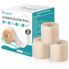 3Pcs Hydrocolloid Roll for Wound Care, Hydrocolloid Patch Bandages with Self-Adhesive, Bed Sore Bandages, Highly Absorbent for Burn, Blister, Acne Care, Sterile and Waterproof (2in x 12ft x 3Roll)