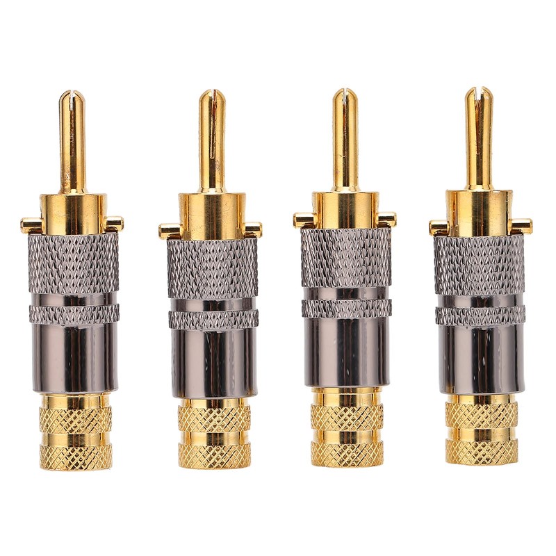 AKLOSIPY Preffair BA1457 4pcs 24K Gold Plated Banana Plug for
