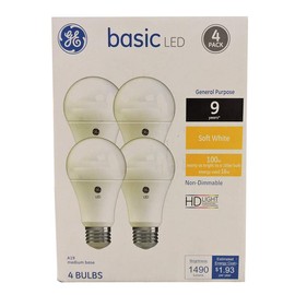 GE Soft White Basic 100W Replacement LED Light Bulbs General Purpose A21 (4-Pack) (1 Pack)