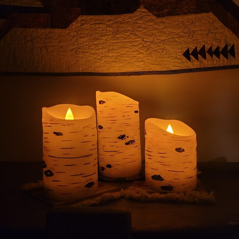 Comenzar Flameless Candles Birch Bark Candle LED Candles Home Decor