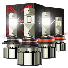 Laxmas 9005 H11 Fog Bulbs Combo Kit, 9005/HB3 H8/H9/H16 Super Bright Bulbs, Plug and Play, Bulb with Cooling Fan, 50000 Hours Lifespan, Fog Light, Pack of 4