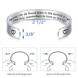 LParkin Happiness can be Found Even in The Darkest of Times Encouragement Jewellery Bracelet Decorations Inspirational Motivational Gift