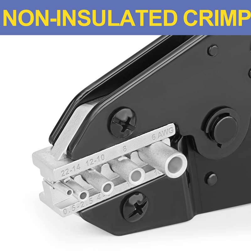 haisstronica Crimping Tool for Non-Insulated Terminal,AWG 22-6 Ratchet Wire Crimper