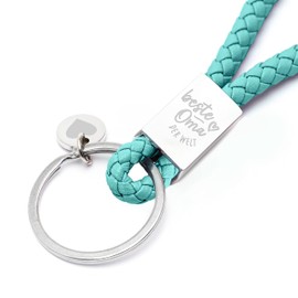 Glitzkind Keyring with Engraving for Mum, Grandma, Dad, Girlfriend, Heart Pendant Gift for Mum, Mother's Day, Birthday, Christmas, Key Ring, Car Key, Silver, turquoise, Einheitsgröße