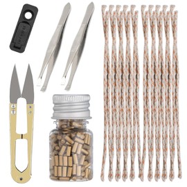 XQBBIDM Universal Lighter Repair Kit Pack - 200pcs Flint Stone, 20pcs Wick, 2pcs Tweezers, 1pcs Rubber Felt Pad, 1pcs U-Shaped Mini Scissors - Gold