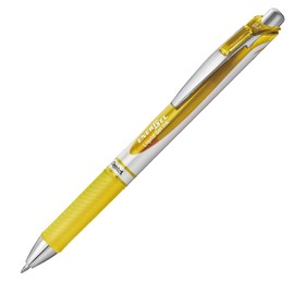 Pentel EnerGel RTX Retractable Liquid Gel Ink Pen, (0.7mm) Medium line, Yellow Ink, Box of 12 Pens (BL77-G)