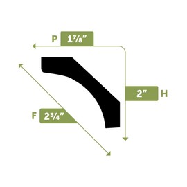 Ekena Millwork MLD02X01X02RE Reece Traditional Smooth Crown Moulding, 2"H x 1 7/8"P x 2 3/4"F x 94 1/2"L, Factory Primed
