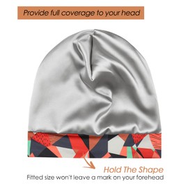 Satin Sleep Cap,Silk Lined Extra Large Black Women Natural Hair Bed Bonnet