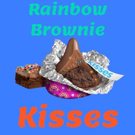 Hershys Rainbow Brownie Kisses -1.5 lbs Purple Foil With Rainbows Individually Wrapped Kisses for Holidays, Events, and Sharing- Milk Chocolate with Brownie Flavored Creme and Colored Sprinkles(24 oz)