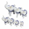 Blue White Feng Shui Miniature Thai Buddhism Elephants With Trunks