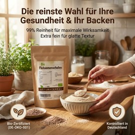 Naturacereal Organic psyllium husks 500 g - extra finely ground powder with 99% purity - ideal for keto baking and intestinal health - rich in fibre - vegan and gluten-free psyllium husk