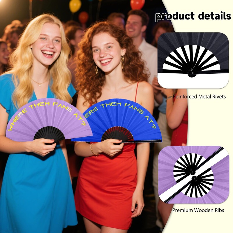 AYTHSRIC 2Pcs Popping Clacking Fan for Line Dancing & Where