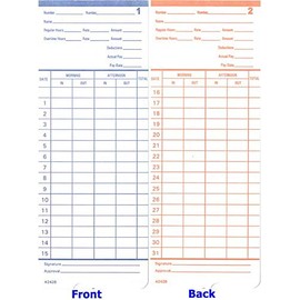 500 time cards for the Pyramid 2400, AT-2400, AT-2500 time clock, 42426 compatible, 5 packs of 100 cards